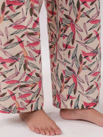 Multicolor Leaf Printed Night Suit Set - SanskrutiHomes 