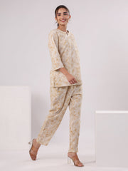 Brown Flower Printed Night Suit Set