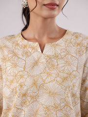 Brown Flower Printed Night Suit Set