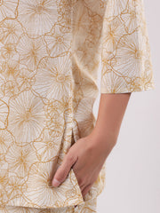 Brown Flower Printed Night Suit Set