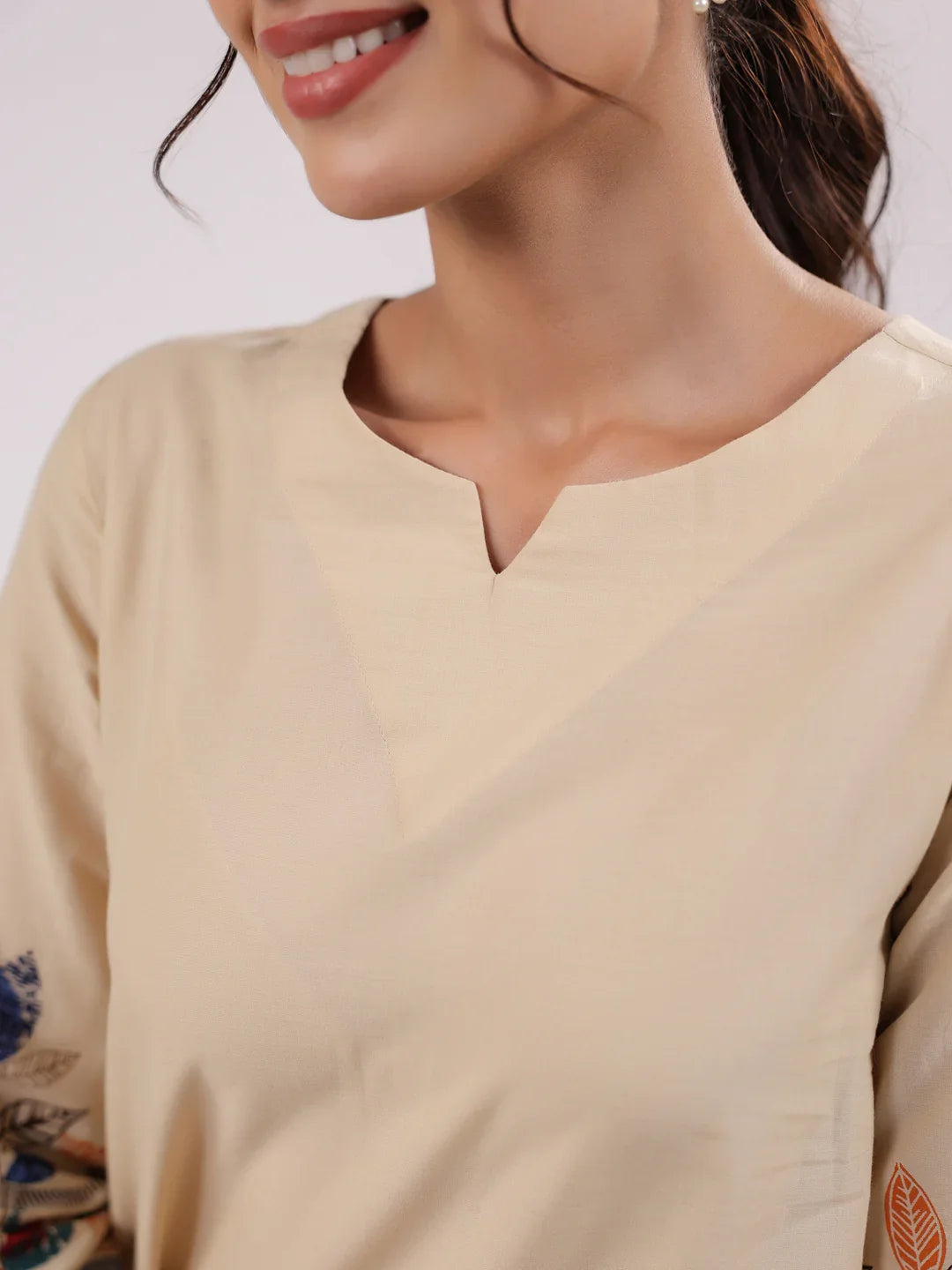 Multicolor Leaf Printed Night Suit Set - SanskrutiHomes 