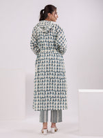 Blue & White 3 Piece Robe Loungewear Set - SanskrutiHomes 