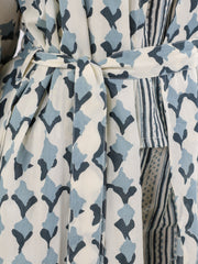 Blue & White 3 Piece Robe Loungewear Set - SanskrutiHomes 