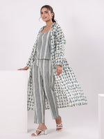Blue & White 3 Piece Robe Loungewear Set - SanskrutiHomes 