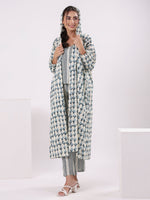 Blue & White 3 Piece Robe Loungewear Set - SanskrutiHomes 