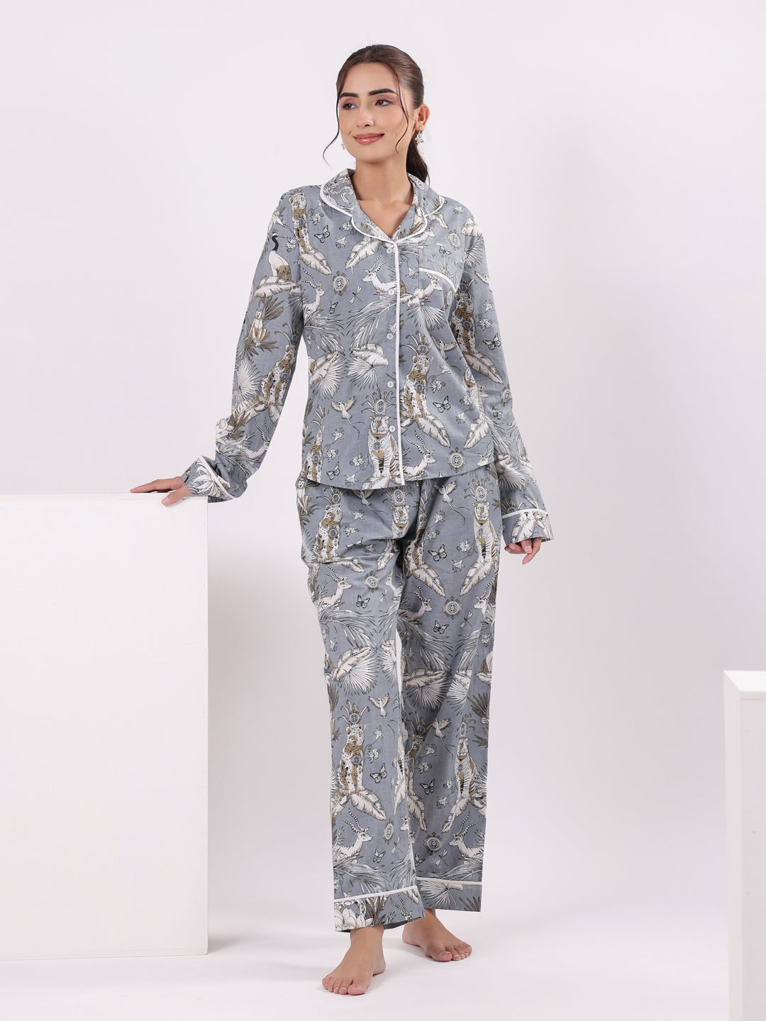Animal Printed Night Suit Set For Women