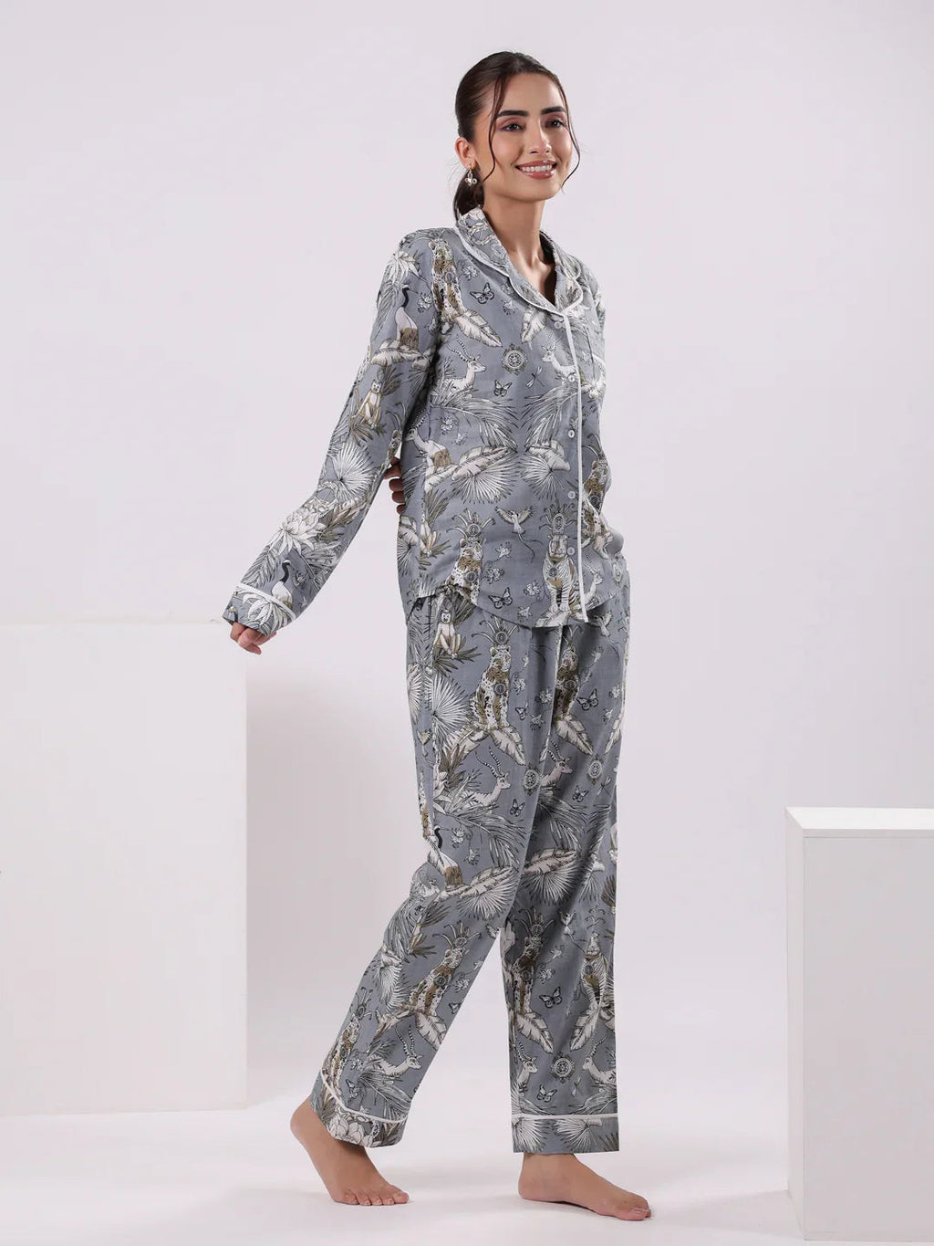 Animal Printed Night Suit Set for Women - SanskrutiHomes 