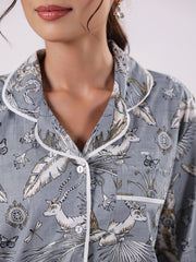 Animal Printed Night Suit Set For Women