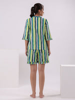 Multicolor Striped Printed Night Suit Set - SanskrutiHomes 