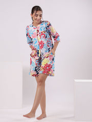 Flower Printed Night Suit Set For Women