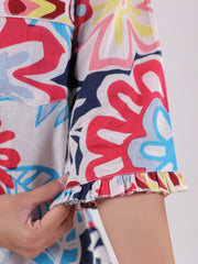 Flower Printed Night Suit Set For Women