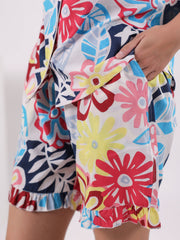Flower Printed Night Suit Set For Women