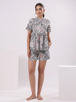 Cotton Printed Night Suit Set for Women - SanskrutiHomes 