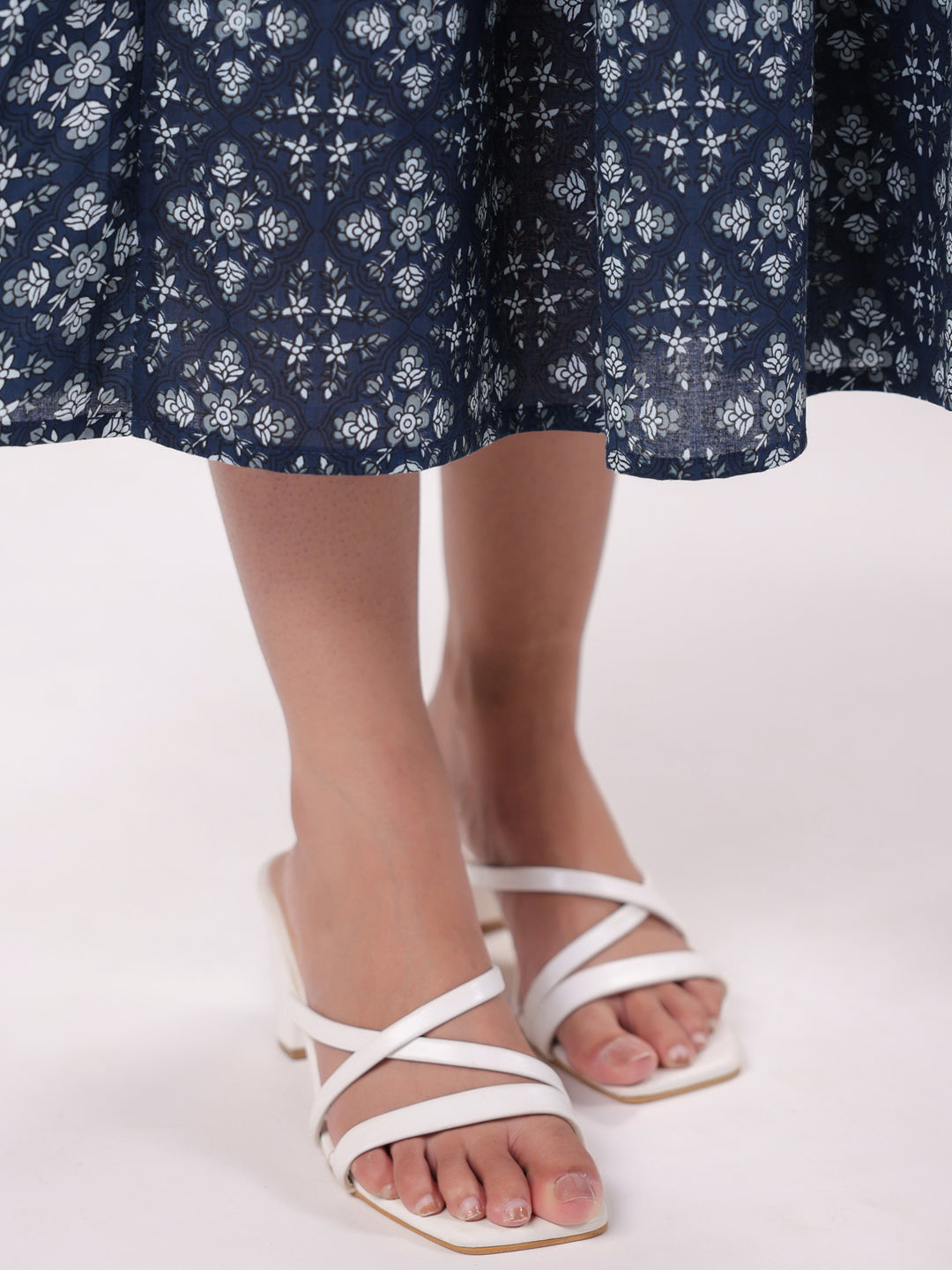 Floral Print Puff Sleeve Dress for Women - SanskrutiHomes 