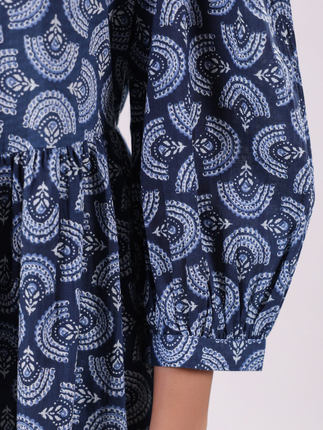 Women Floral Print Puff Sleeve Dress - SanskrutiHomes 