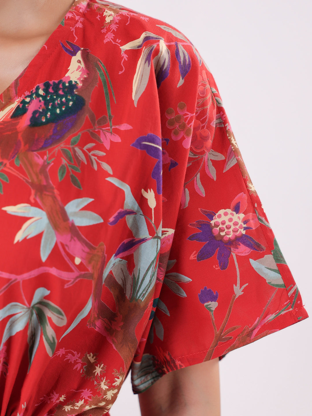 Red Floral Printed Jumpsuit for Women - SanskrutiHomes 