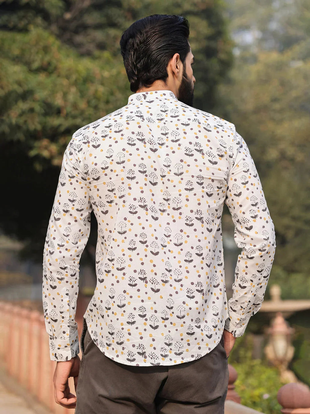 Men's Pure Cotton Off White Casual Shirt - SanskrutiHomes 
