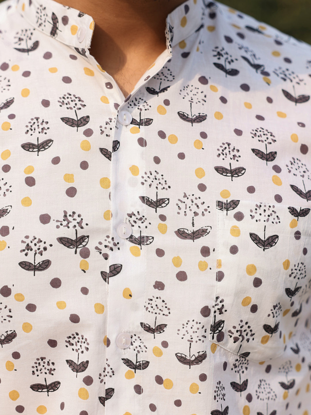 Men's Pure Cotton Off White Casual Shirt - SanskrutiHomes 