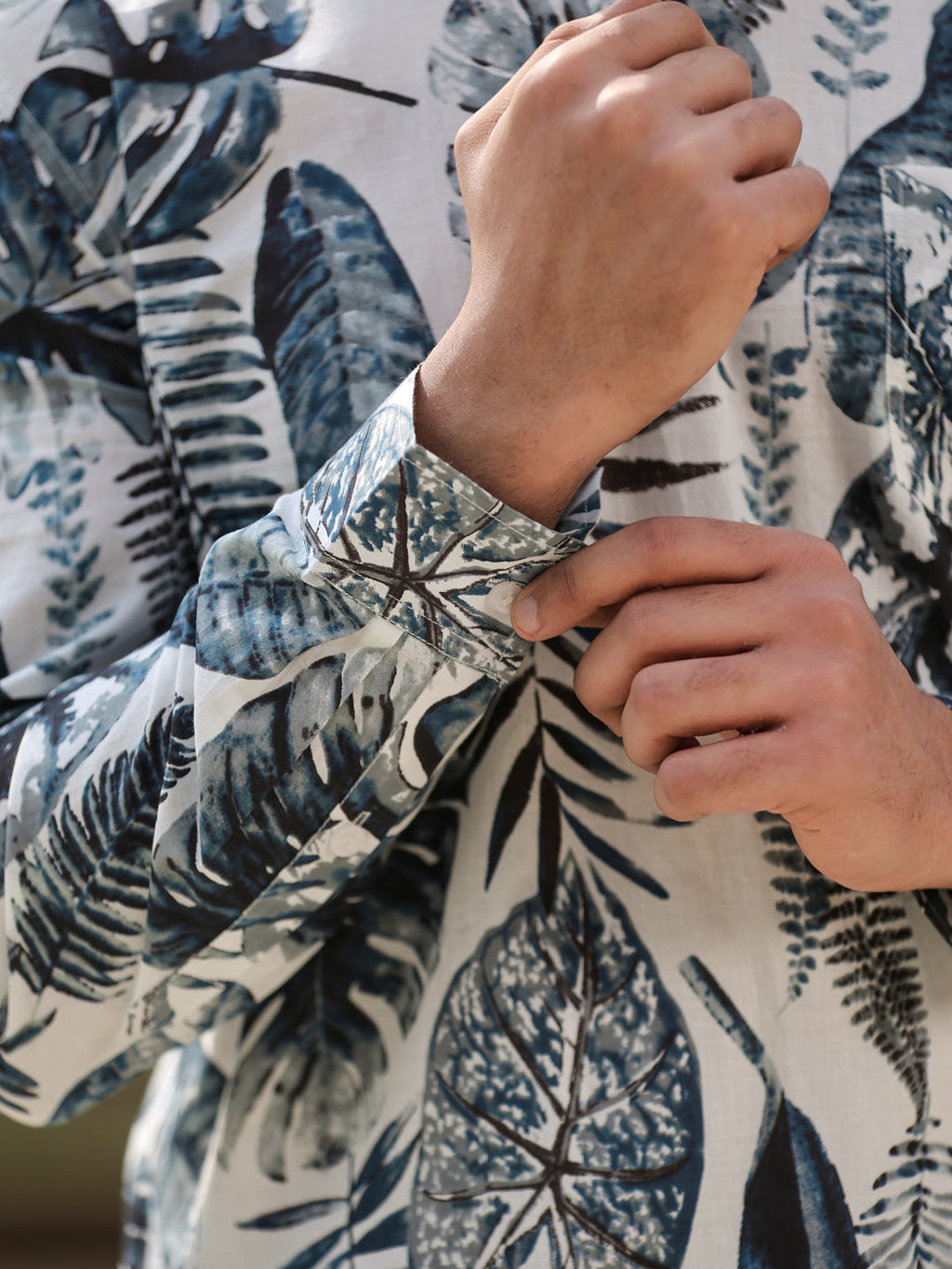 Men's Floral Pure Cotton Grey Printed Kurta - SanskrutiHomes 