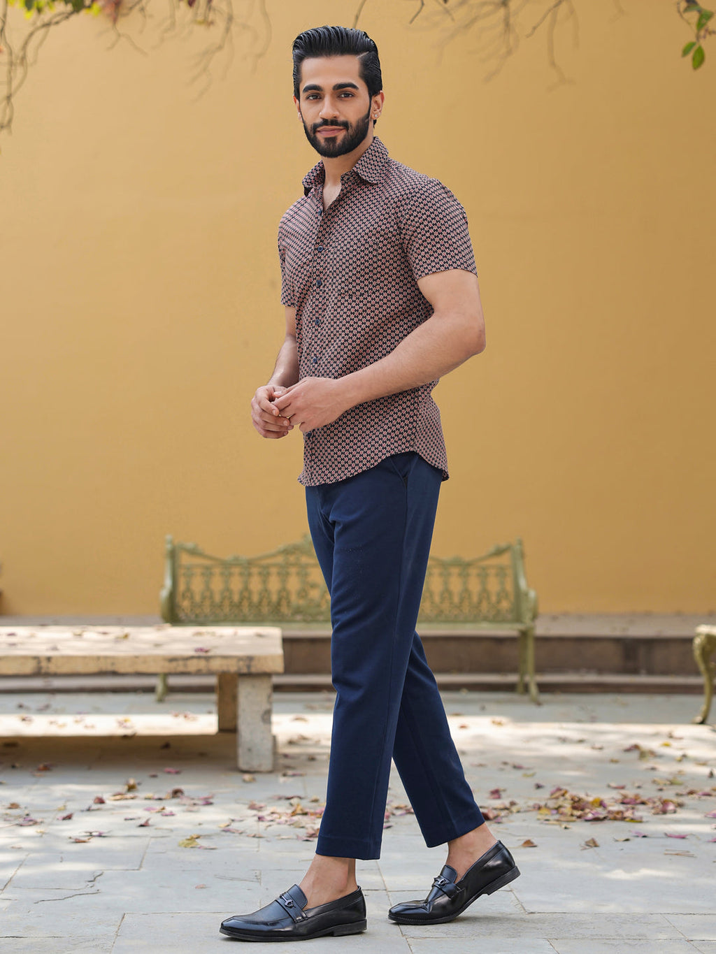 Men's Pure Cotton Black Casual Shirt - SanskrutiHomes 