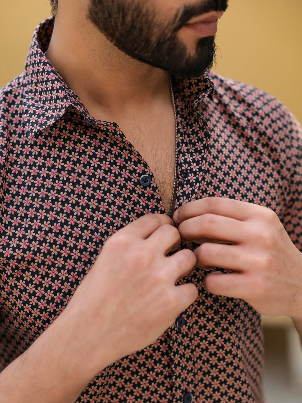 Men's Pure Cotton Black Casual Shirt - SanskrutiHomes 