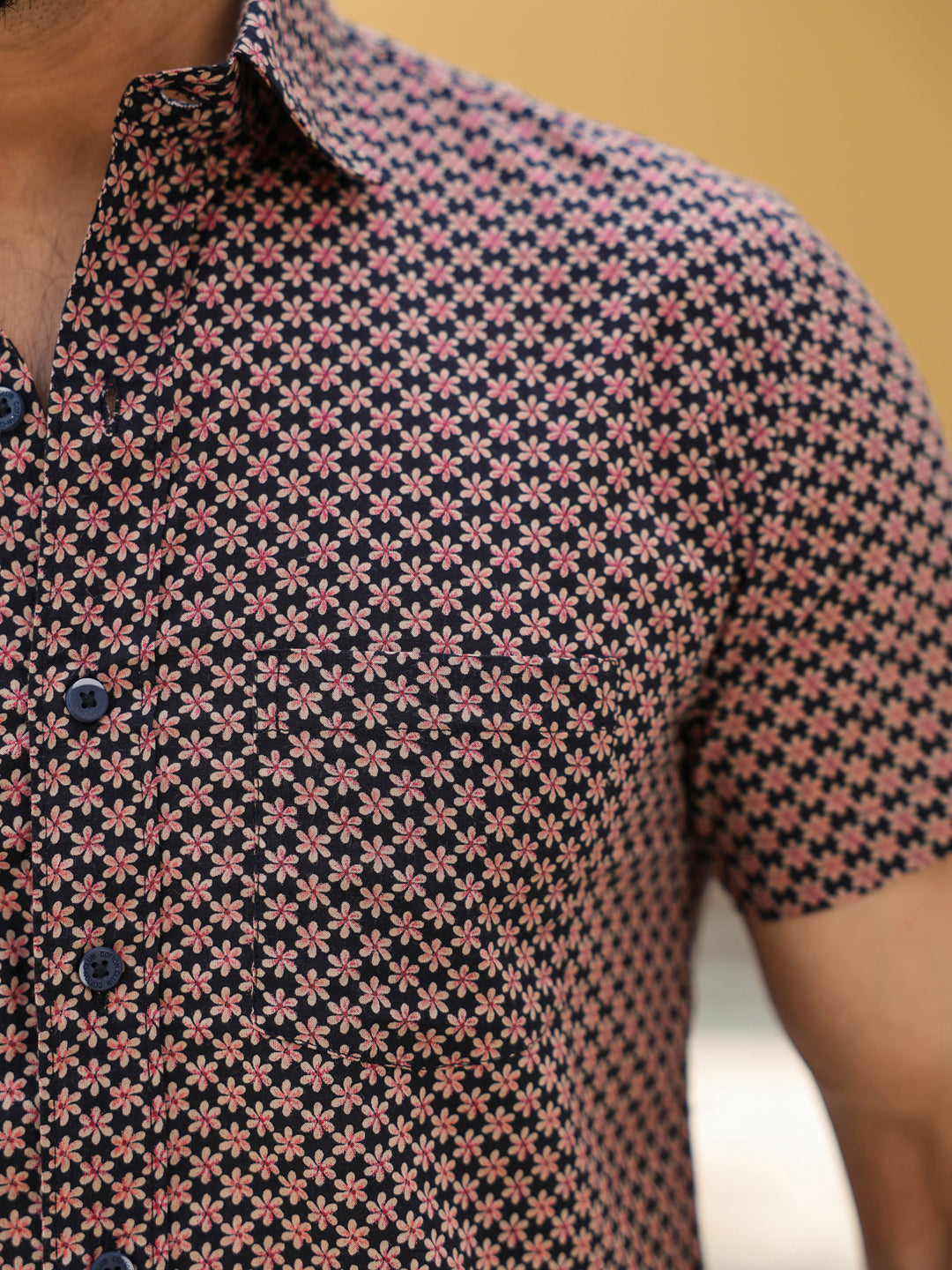 Men's Pure Cotton Black Casual Shirt - SanskrutiHomes 