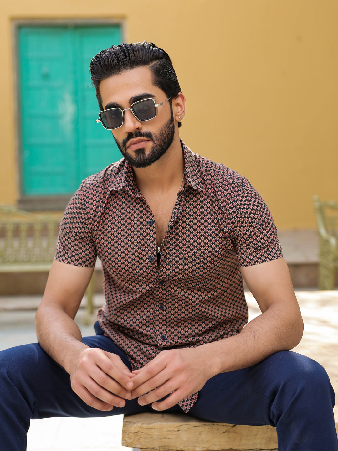 Men's Pure Cotton Black Casual Shirt - SanskrutiHomes 