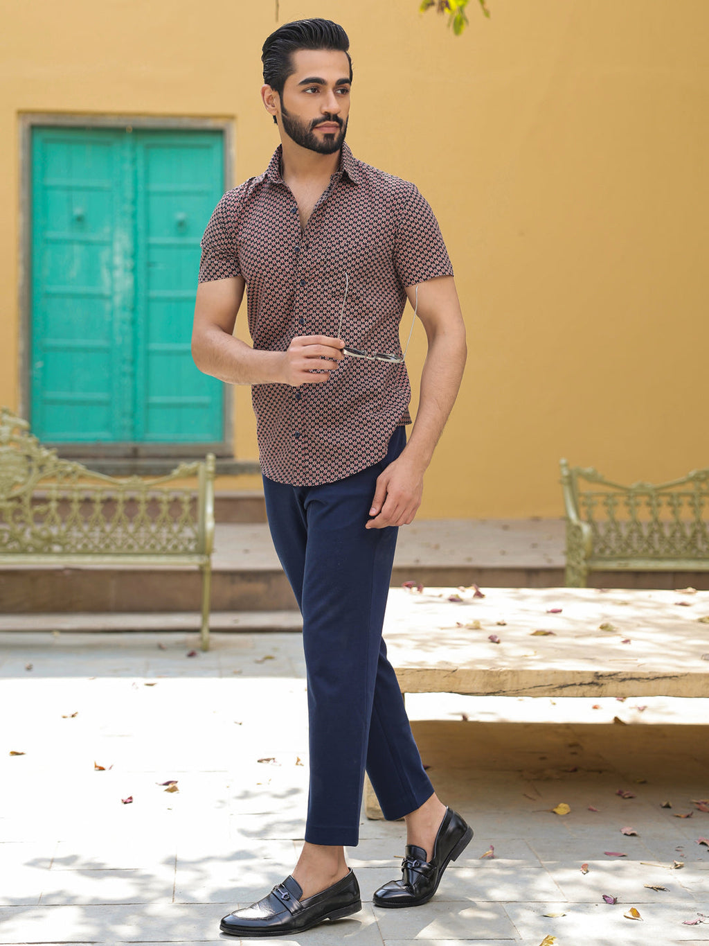 Men's Pure Cotton Black Casual Shirt - SanskrutiHomes 