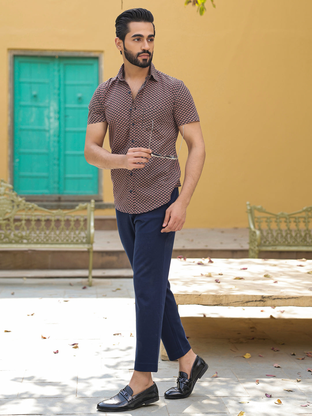 Men's Pure Cotton Black Casual Shirt - SanskrutiHomes 