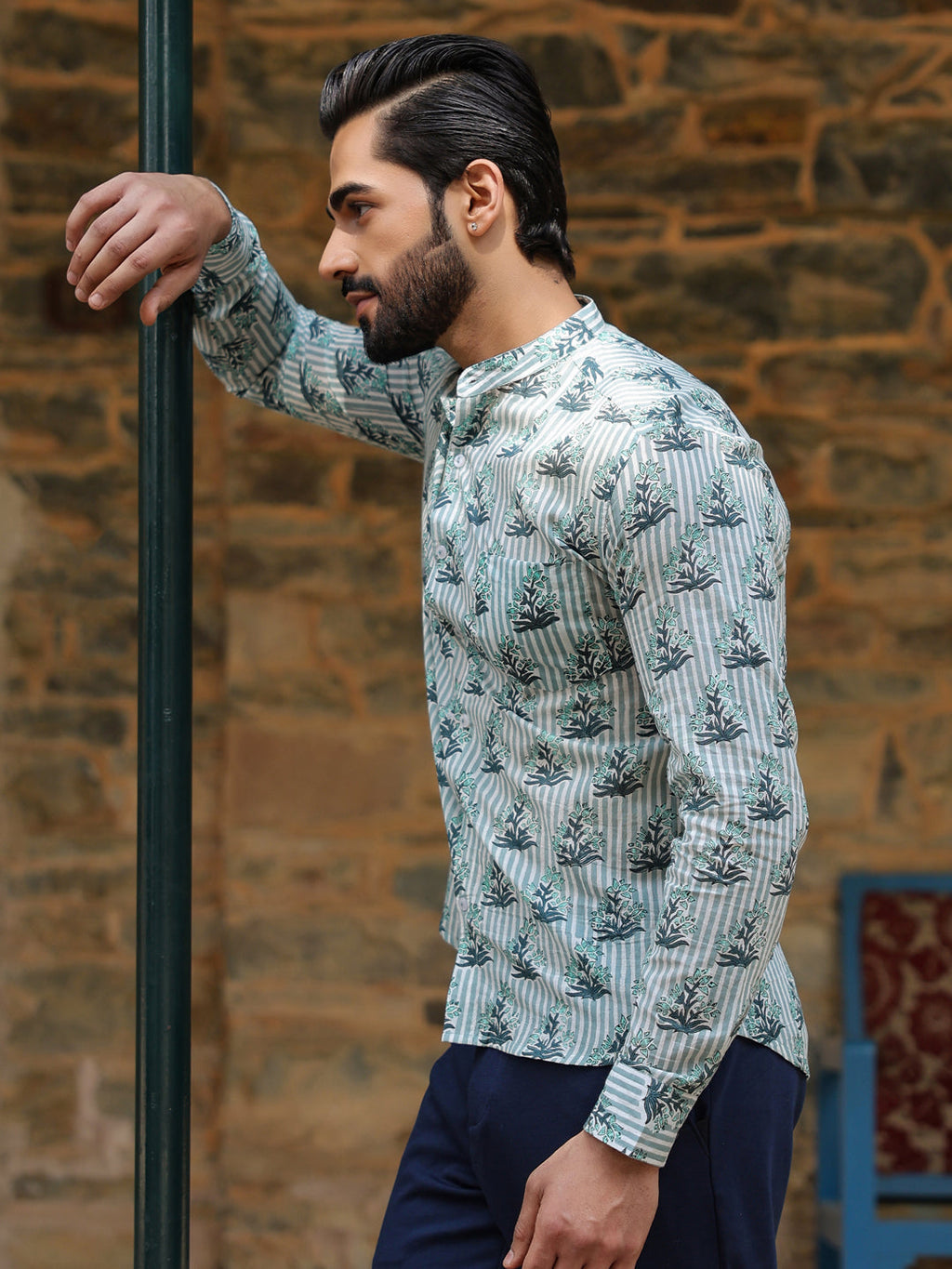 Men's Pure Cotton Off White Casual Shirt - SanskrutiHomes 