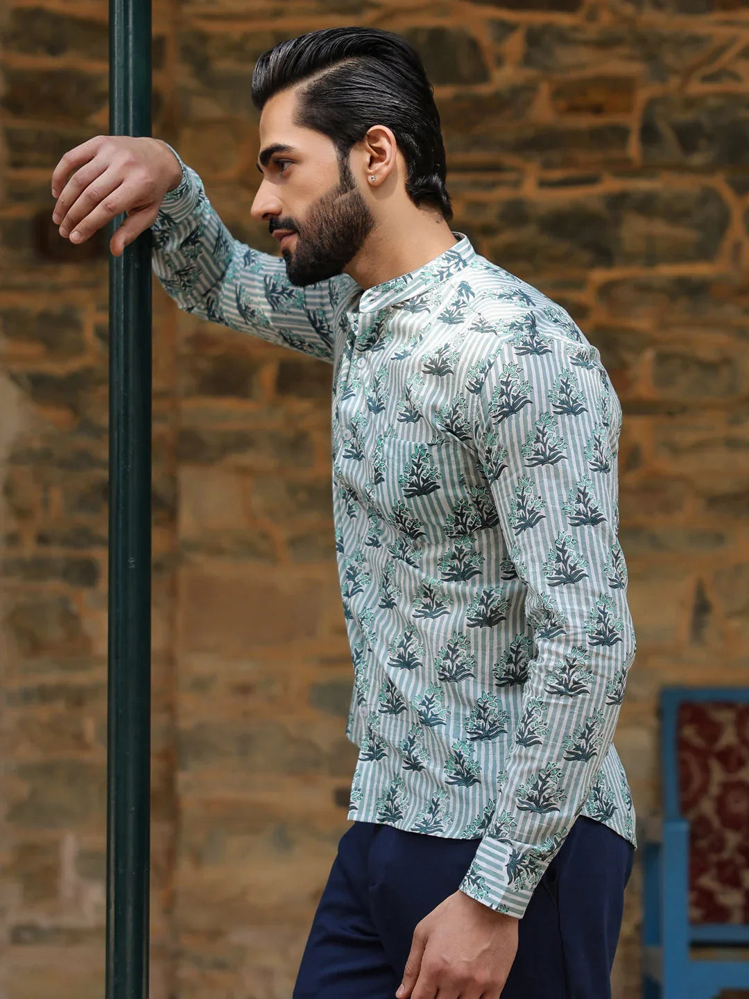 Men's Pure Cotton Off White Casual Shirt - SanskrutiHomes 