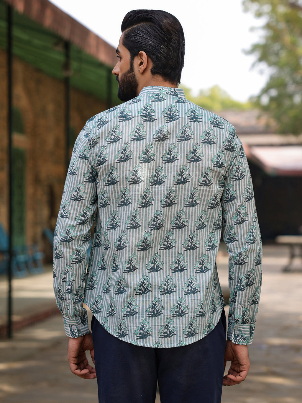 Men's Pure Cotton Off White Casual Shirt - SanskrutiHomes 