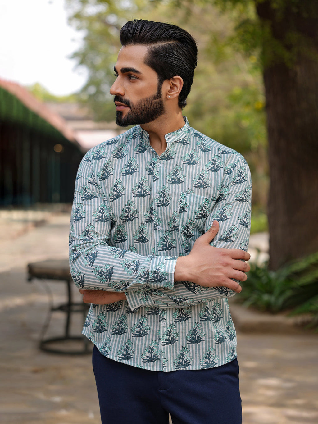 Men's Pure Cotton Off White Casual Shirt - SanskrutiHomes 