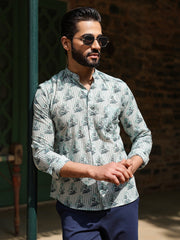 Men's Pure Cotton Off White Casual Shirt - SanskrutiHomes 