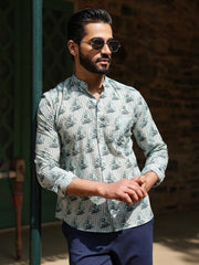 Men's Pure Cotton Off White Casual Shirt - SanskrutiHomes 