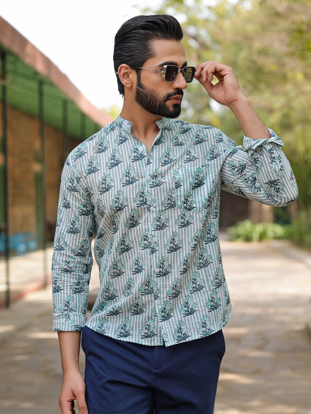 Men's Pure Cotton Off White Casual Shirt - SanskrutiHomes 