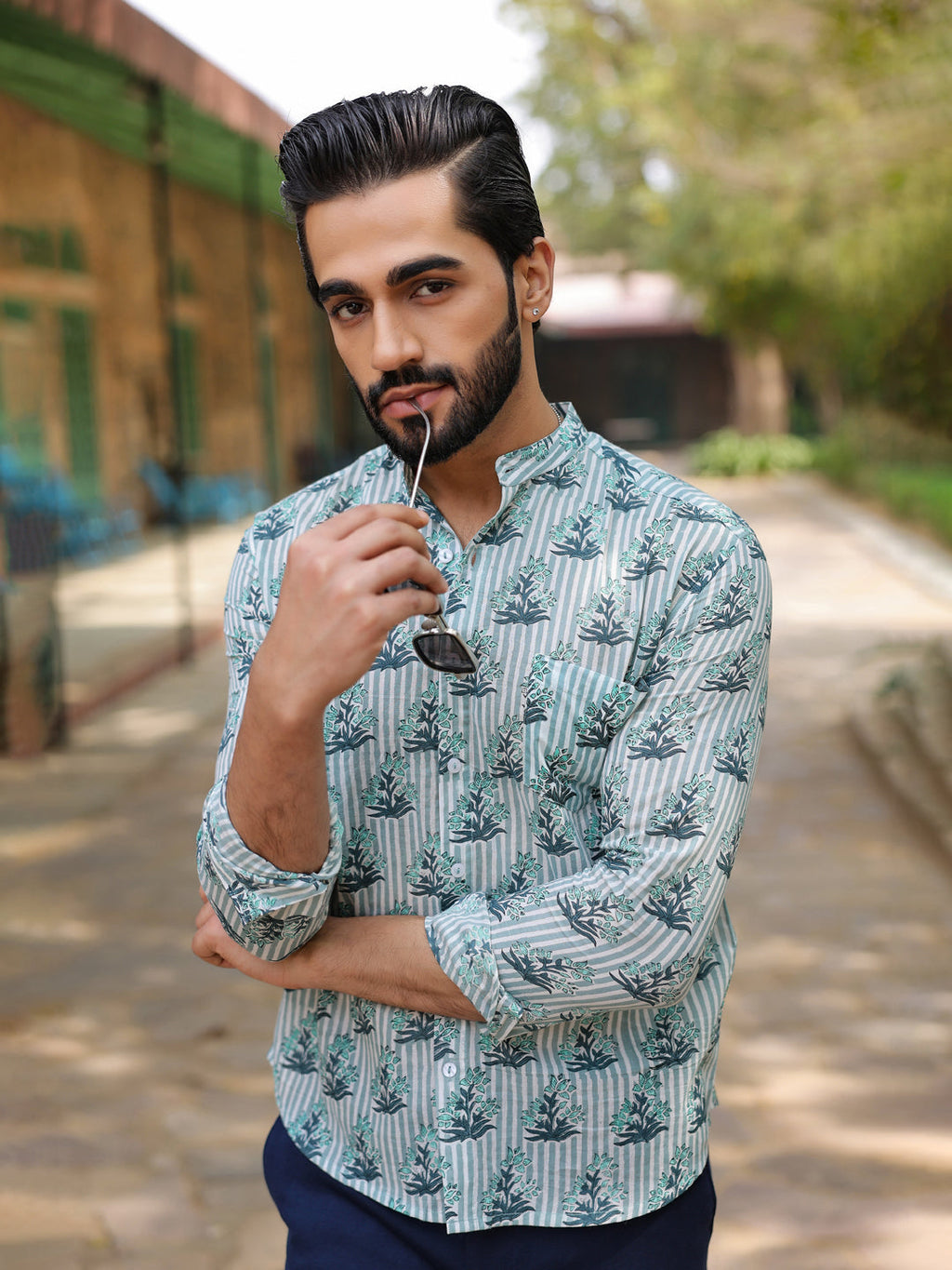 Men's Pure Cotton Off White Casual Shirt - SanskrutiHomes 