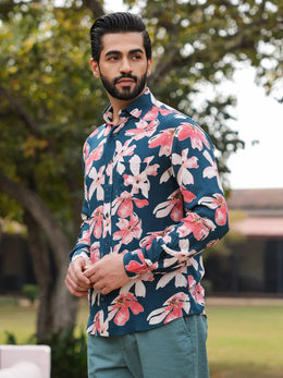 Men's Floral Print Pure Viscose Rayon Multi Colour Casual Shirt - SanskrutiHomes 