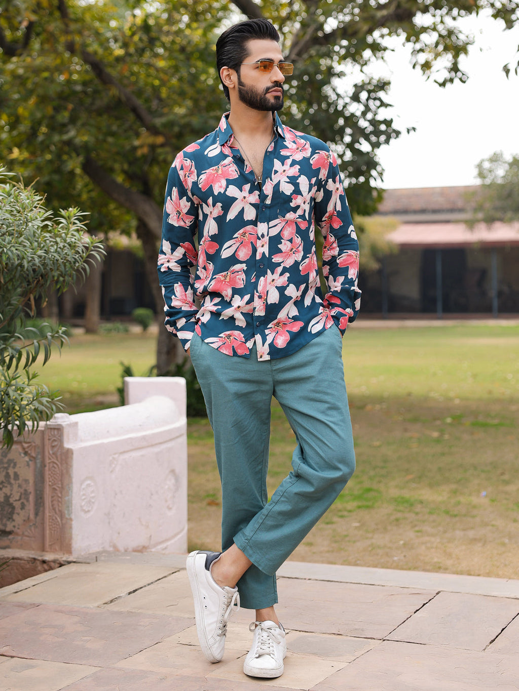 Men's Floral Print Pure Viscose Rayon Multi Colour Casual Shirt - SanskrutiHomes 