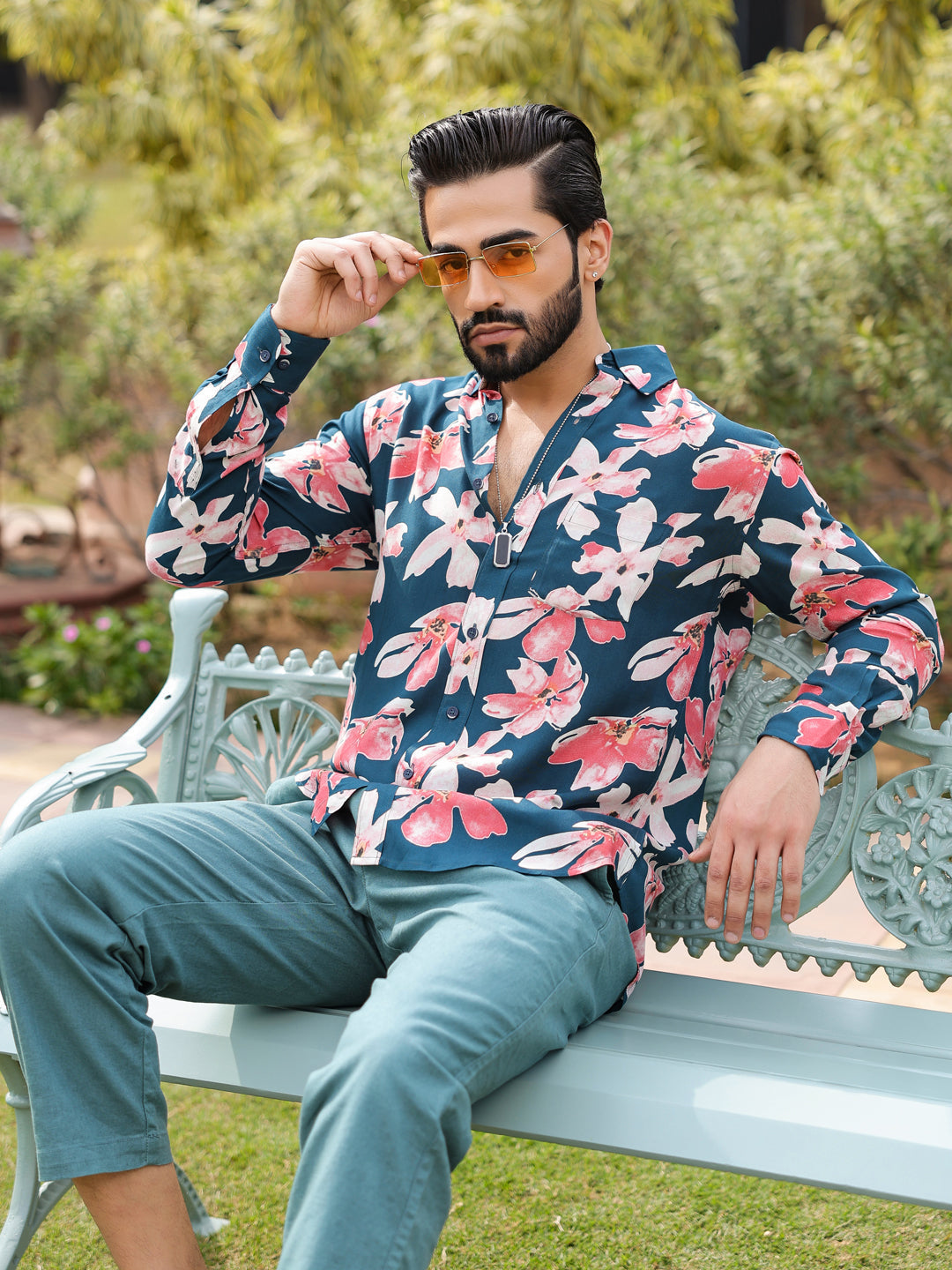 Men's Floral Print Pure Viscose Rayon Multi Colour Casual Shirt - SanskrutiHomes 