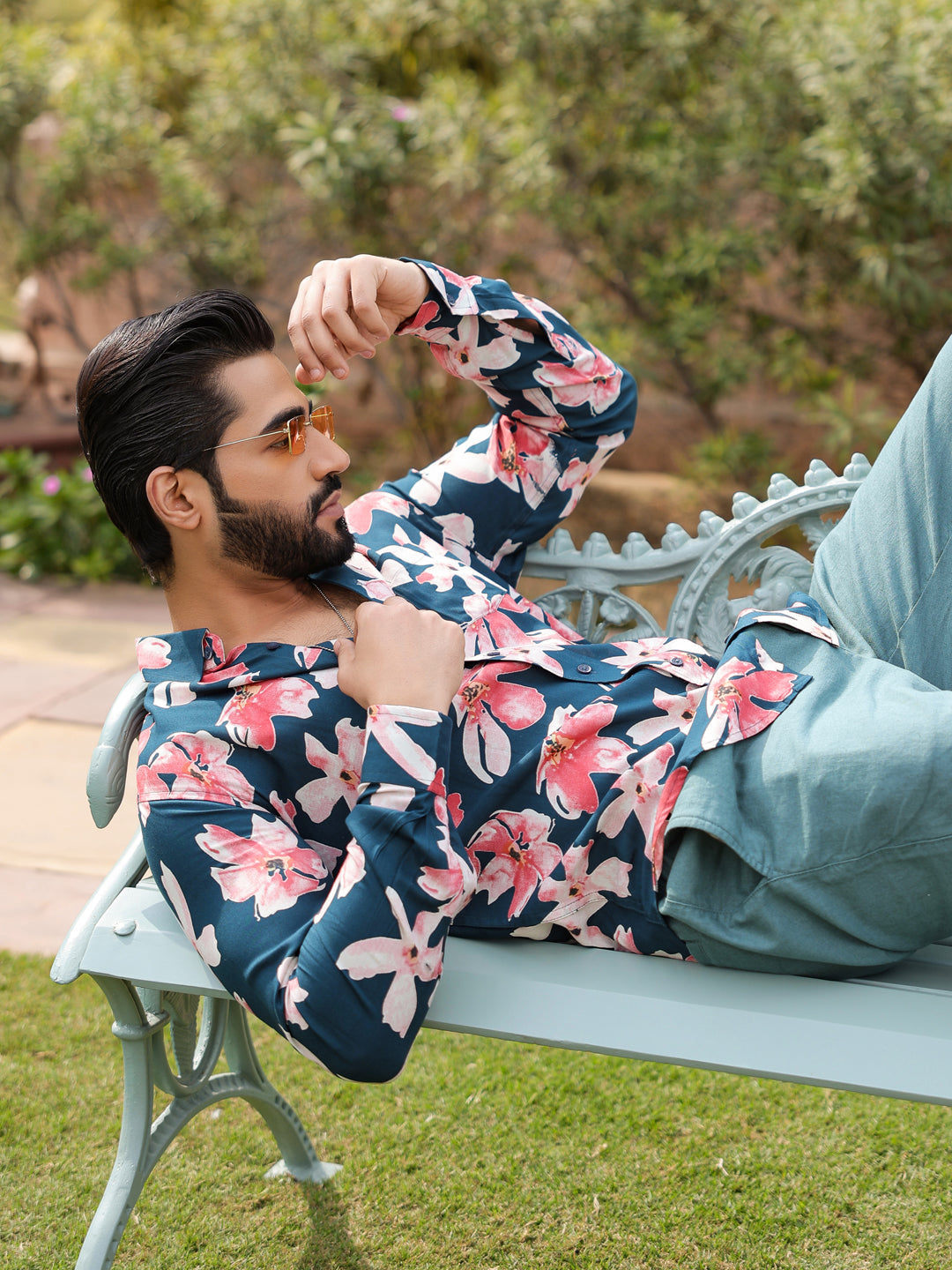 Men's Floral Print Pure Viscose Rayon Multi Colour Casual Shirt - SanskrutiHomes 