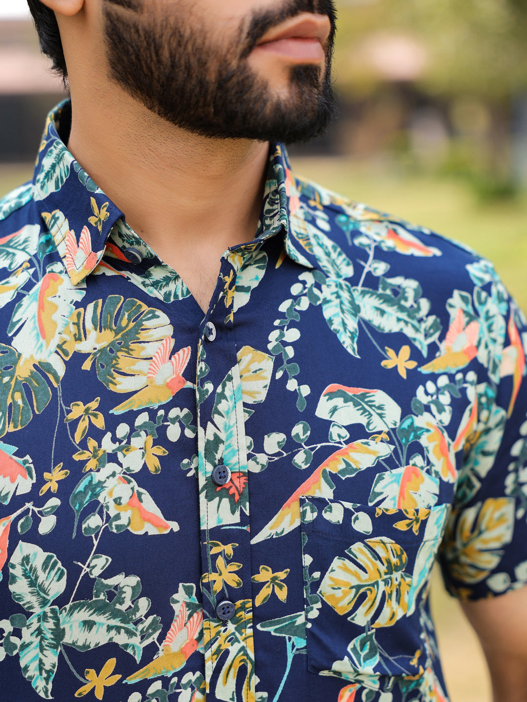 Men's Floral Print Pure Viscose Rayon Multi Colour Casual Shirt - SanskrutiHomes 