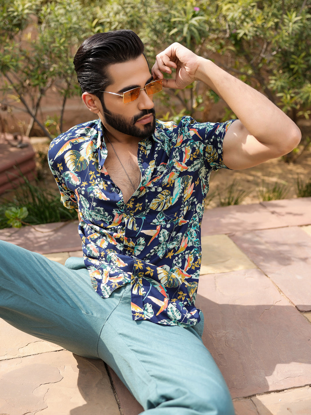 Men's Floral Print Pure Viscose Rayon Multi Colour Casual Shirt - SanskrutiHomes 