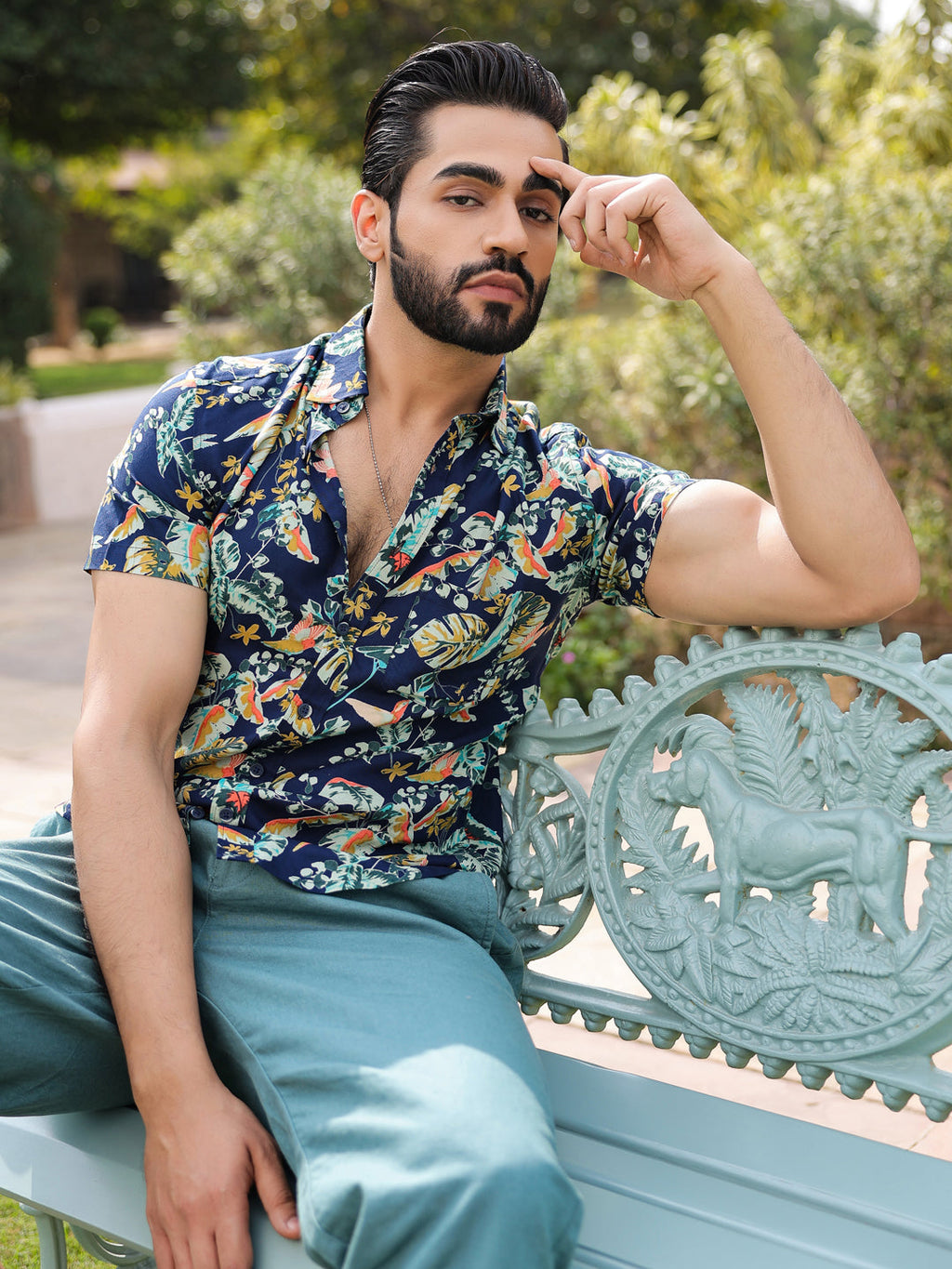 Men's Floral Print Pure Viscose Rayon Multi Colour Casual Shirt - SanskrutiHomes 