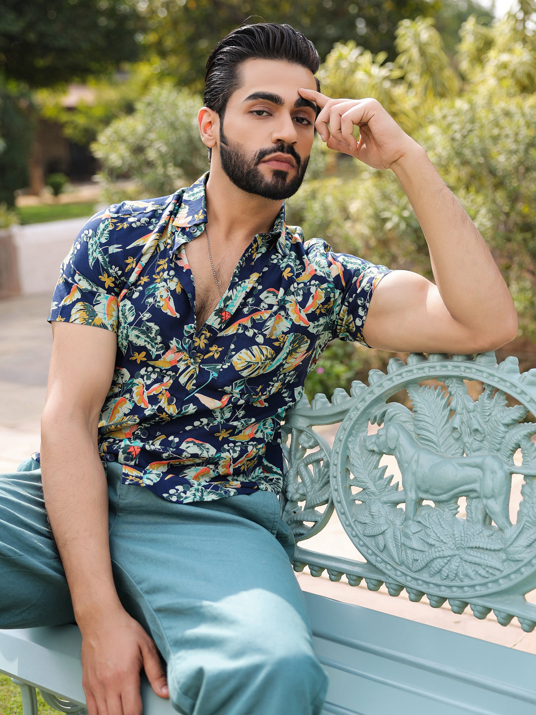 Men's Floral Print Pure Viscose Rayon Multi Colour Casual Shirt - SanskrutiHomes 