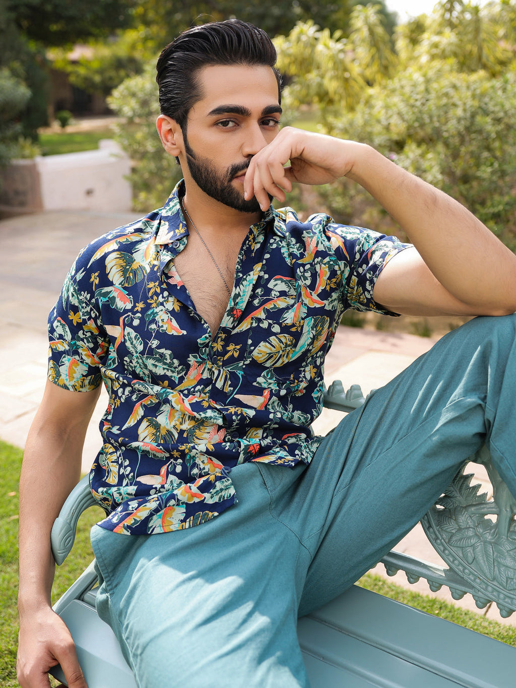 Men's Floral Print Pure Viscose Rayon Multi Colour Casual Shirt - SanskrutiHomes 