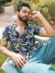 Men's Floral Print Pure Viscose Rayon Multi Colour Casual Shirt - SanskrutiHomes 