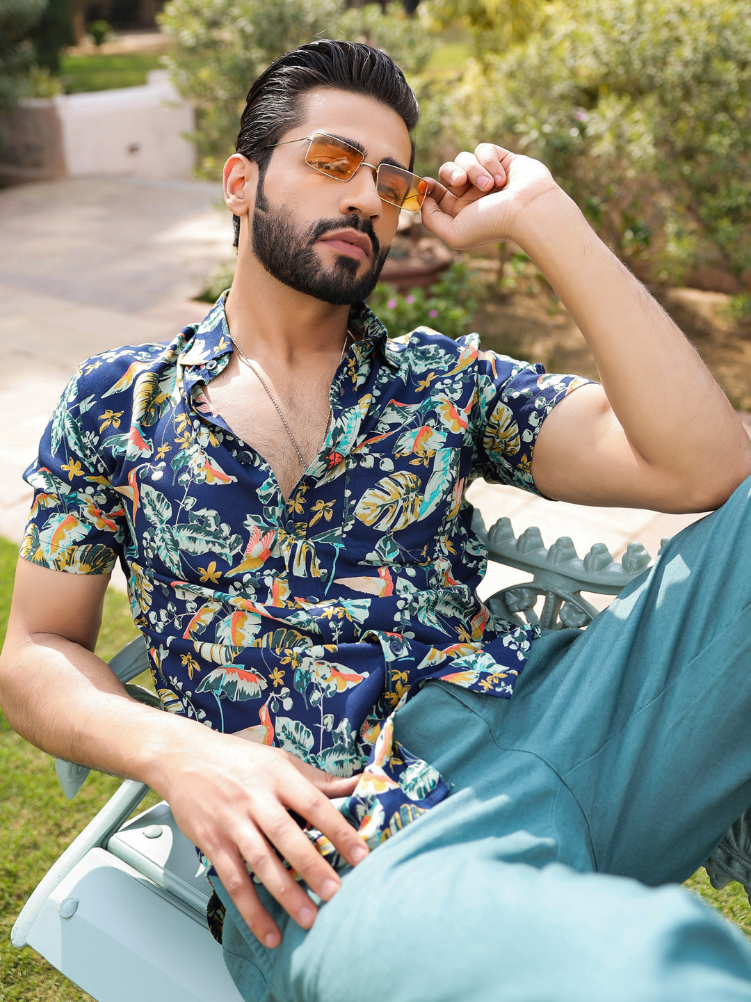 Men's Floral Print Pure Viscose Rayon Multi Colour Casual Shirt - SanskrutiHomes 