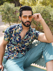Men's Floral Print Pure Viscose Rayon Multi Colour Casual Shirt - SanskrutiHomes 