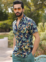 Men's Floral Print Pure Viscose Rayon Multi Colour Casual Shirt - SanskrutiHomes 